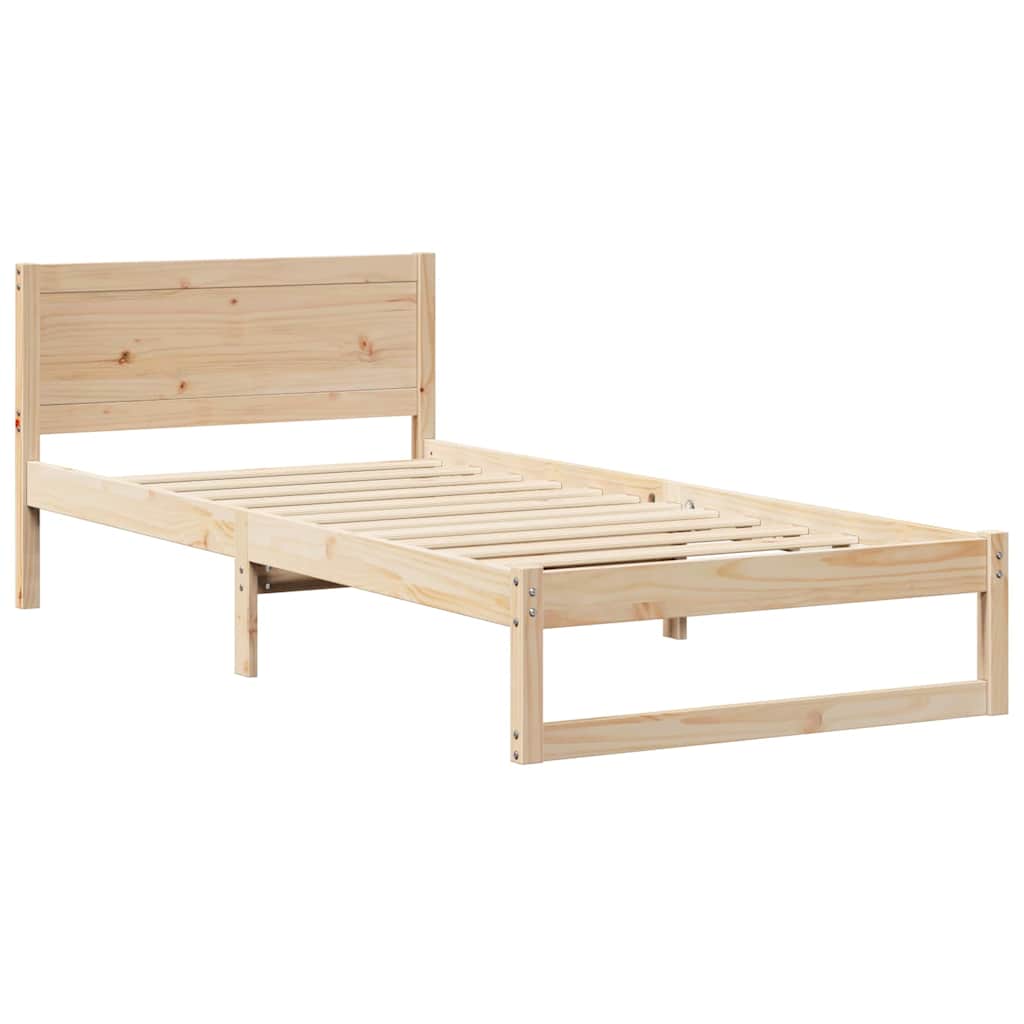 vidaXL Ramka łóżka Naturalny 90 x 190 cm Lite drewno sosnowe