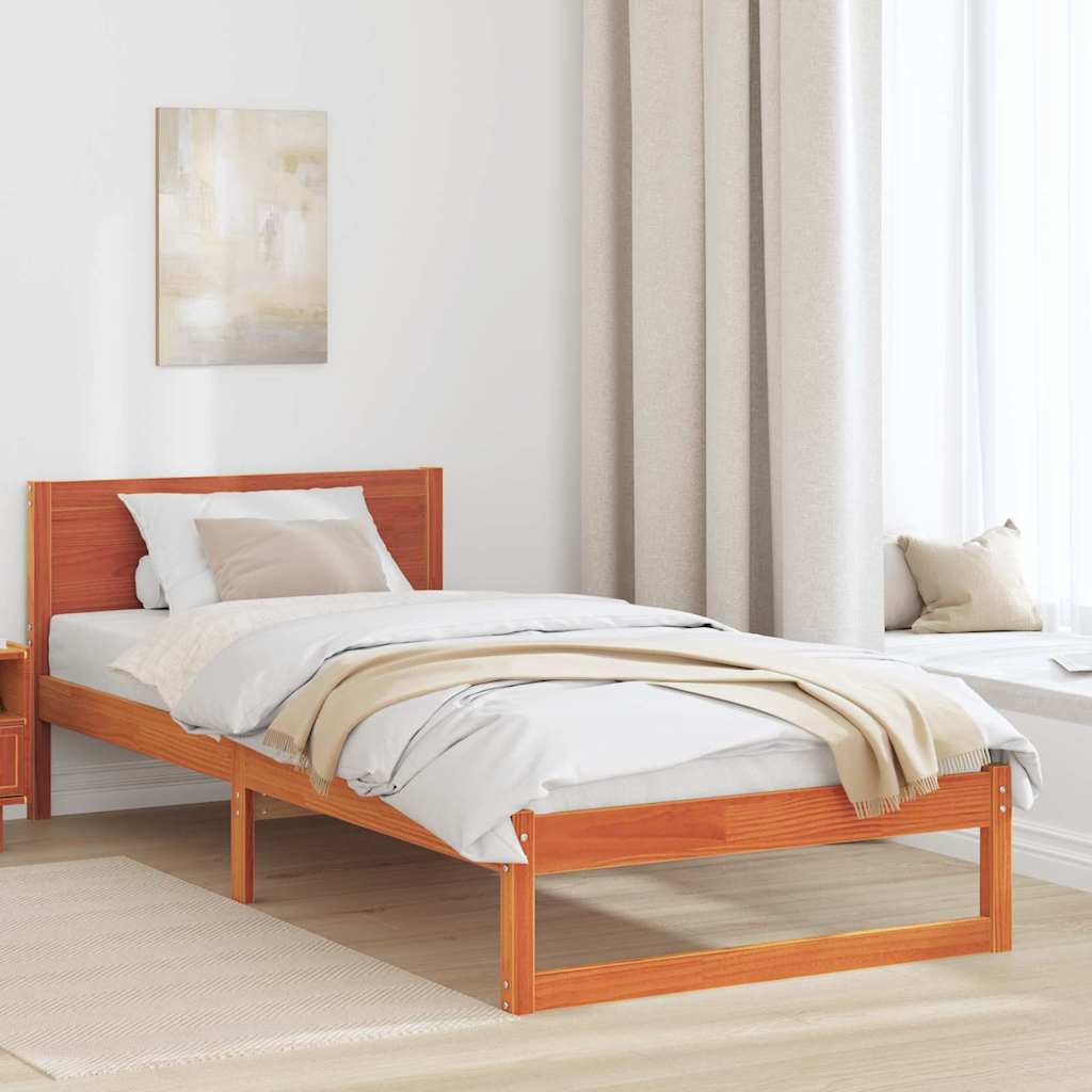 vidaXL Ramka łóżka Woskowy Brąz 90 x 190 cm Lite drewno sosnowe