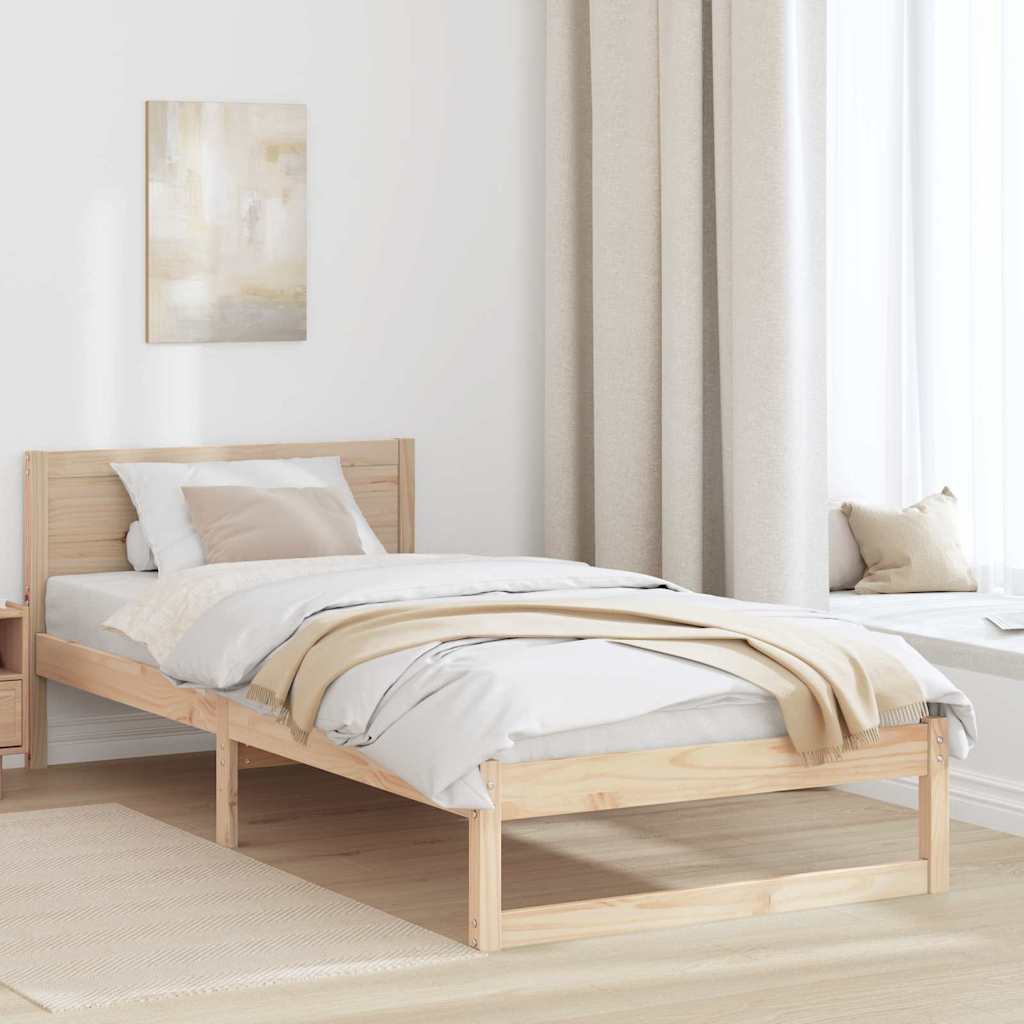 vidaXL Ramka łóżka Naturalny 75 x 190 cm Lite drewno sosnowe
