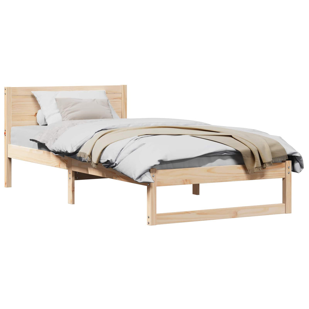 vidaXL Ramka łóżka Naturalny 75 x 190 cm Lite drewno sosnowe