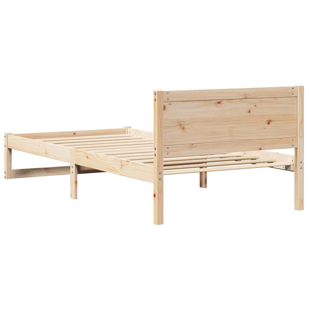 vidaXL Ramka łóżka Naturalny 75 x 190 cm Lite drewno sosnowe