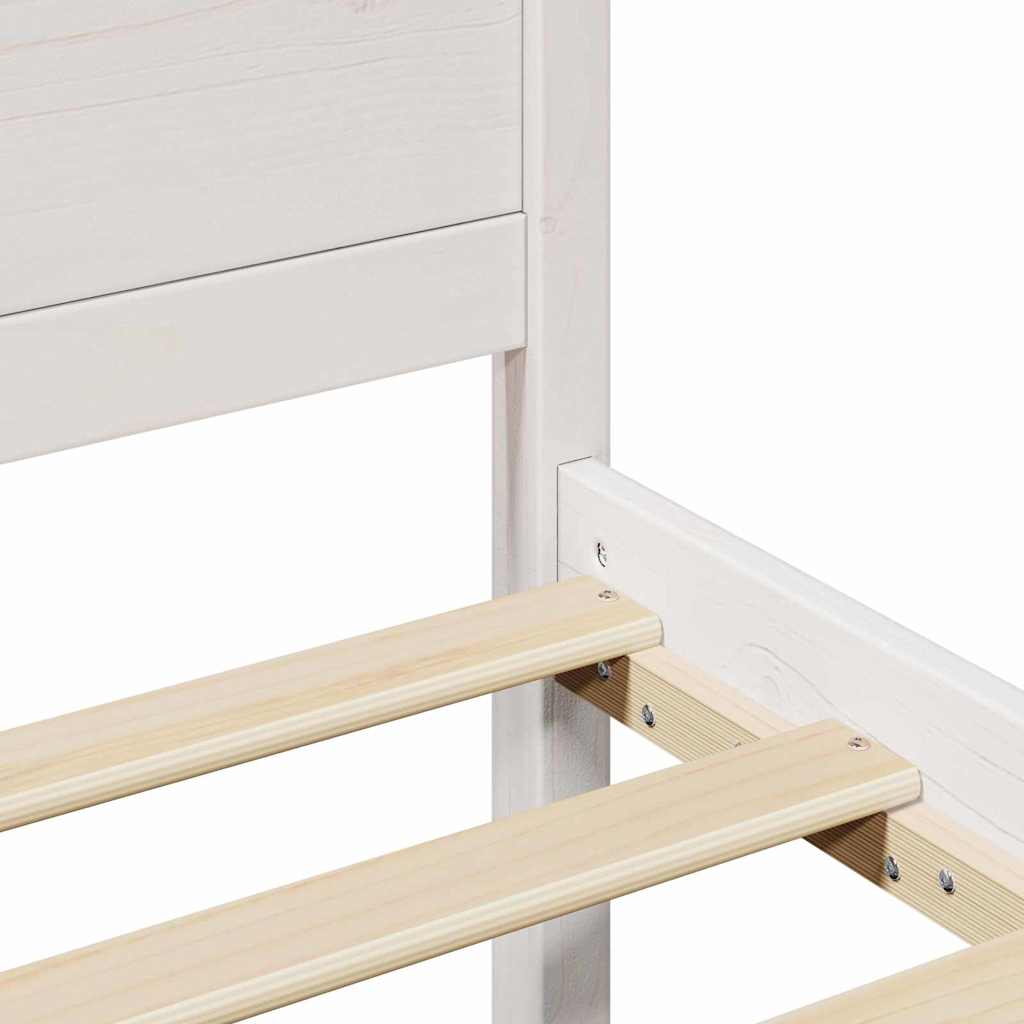 vidaXL Ramka łóżka Z zagłówkiem Biały 75 x 190 cm Lite drewno sosnowe