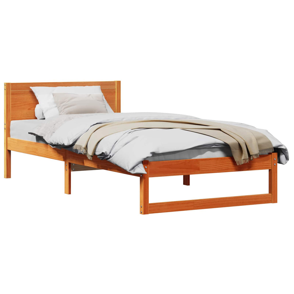vidaXL Ramka łóżka Woskowy Brąz 75 x 190 cm Lite drewno sosnowe