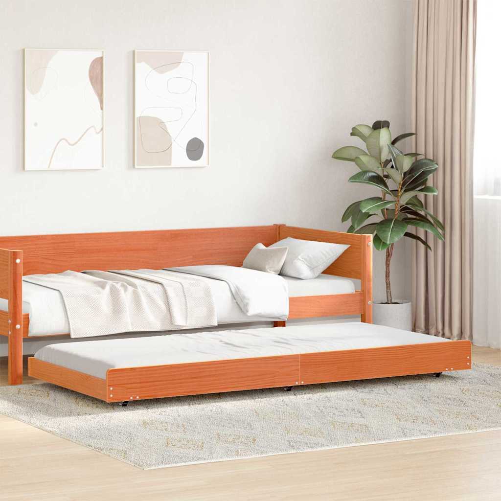 vidaXL Ramka łóżka Woskowy Brąz 75 x 190 cm Lite drewno sosnowe