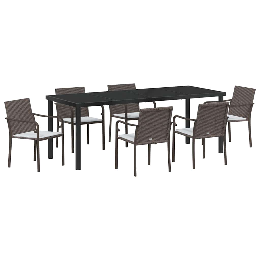 vidaXL Zestaw do jadalni w ogrodzie 7 pcs Brązowy i czarny Rattan PE