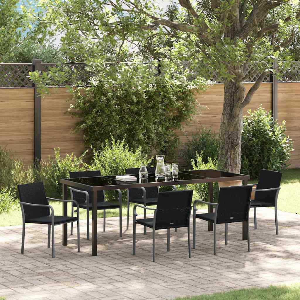 vidaXL Zestaw do jadalni w ogrodzie 7 pcs Czarny i szary Rattan PE