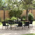 vidaXL Zestaw do jadalni w ogrodzie 7 pcs Czarny i szary Rattan PE