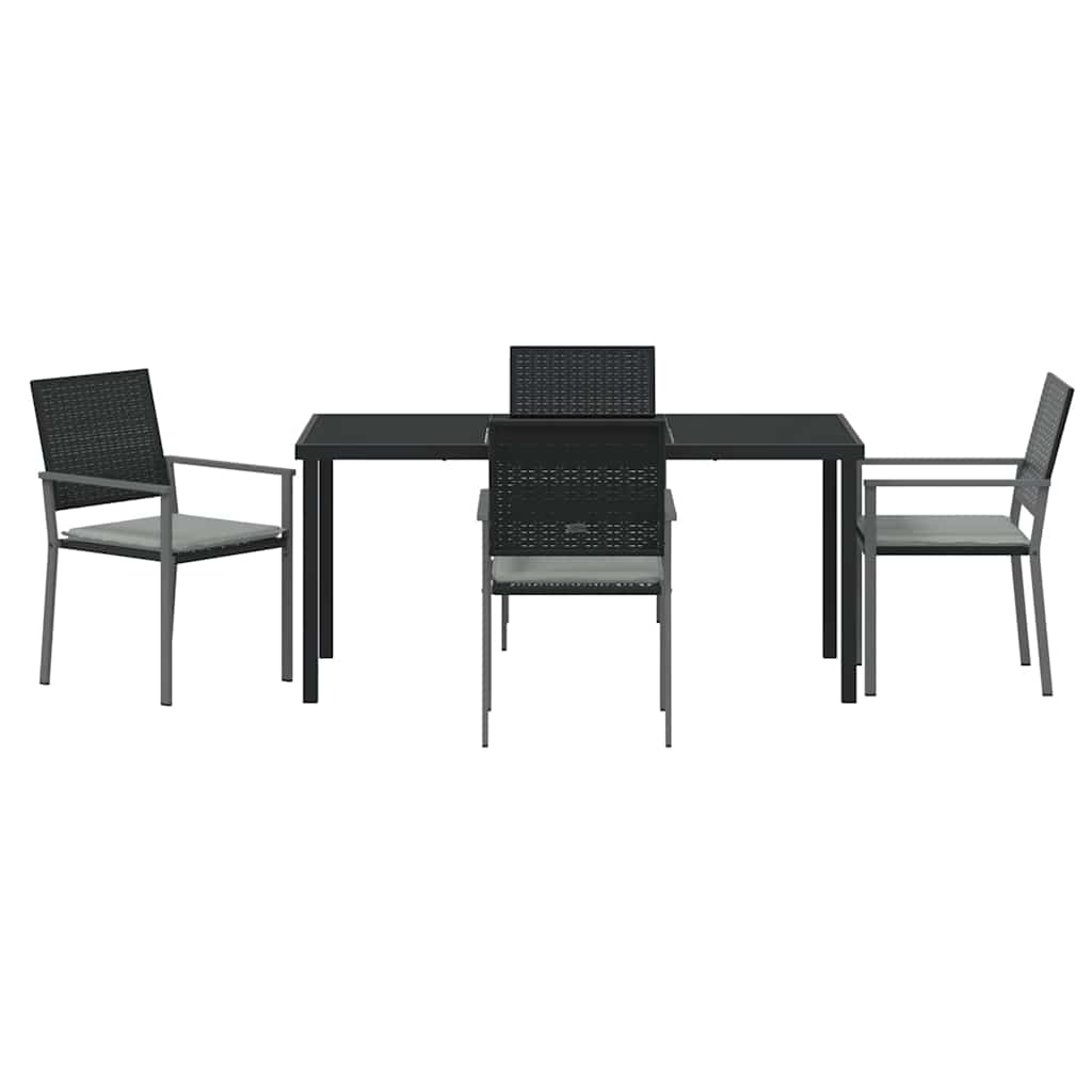 vidaXL Zestaw do jadalni w ogrodzie 5 szt. Czarny i Jasnoszary