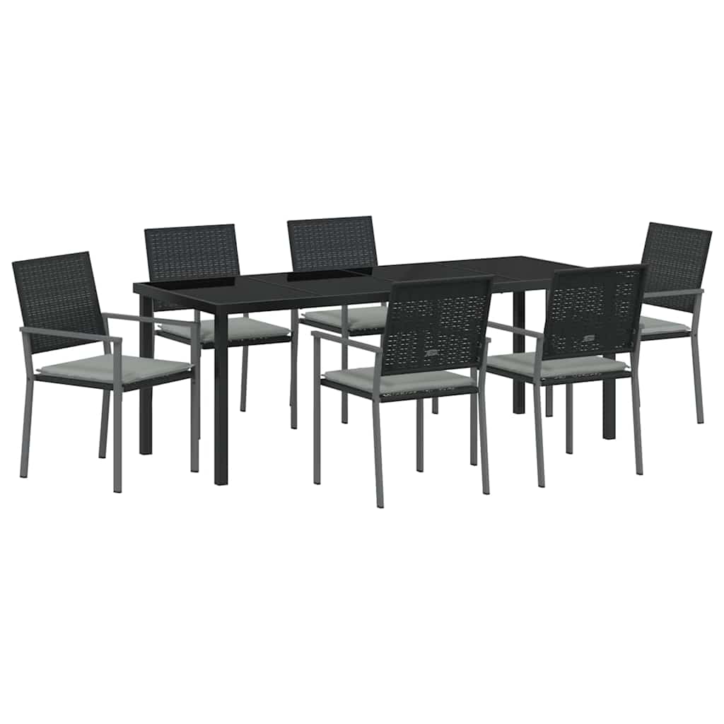 vidaXL Zestaw do jadalni w ogrodzie 7 pcs Czarny i Jasnoszary