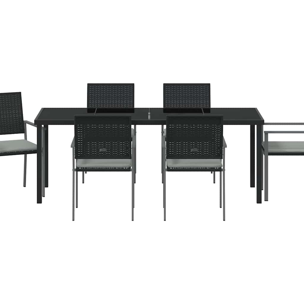 vidaXL Zestaw do jadalni w ogrodzie 7 pcs Czarny i Jasnoszary