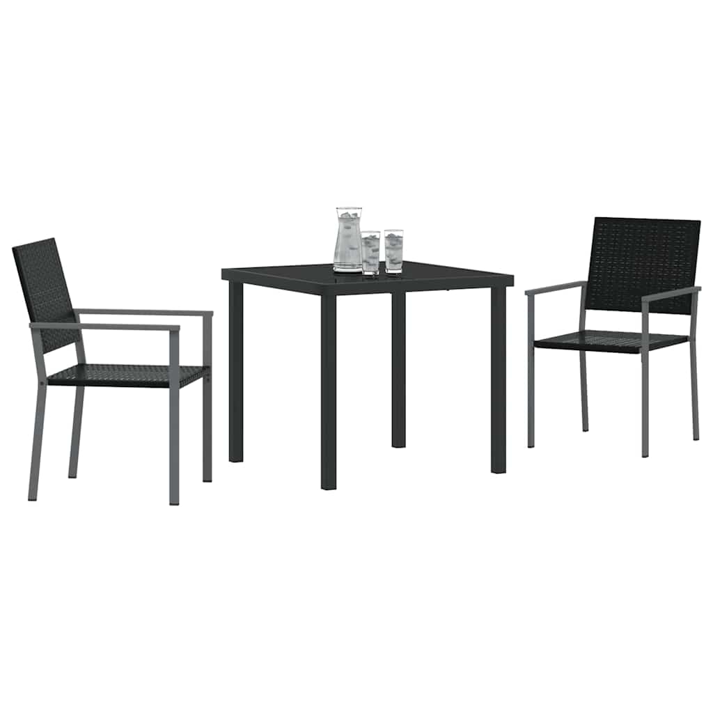 vidaXL Zestaw do jadalni w ogrodzie 3 szt. Czarny Rattan PE