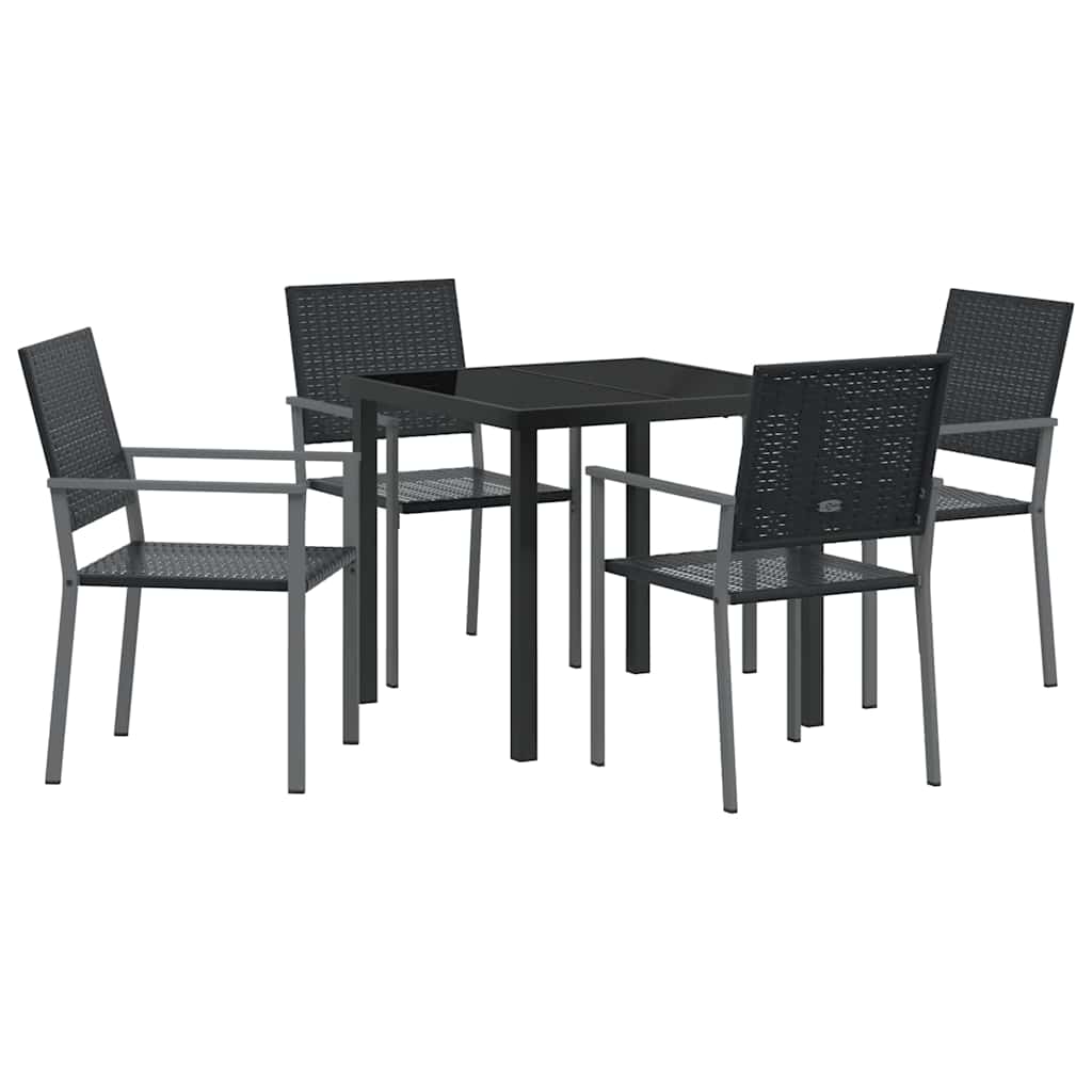 vidaXL Zestaw do jadalni w ogrodzie 5 szt. Czarny Rattan PE