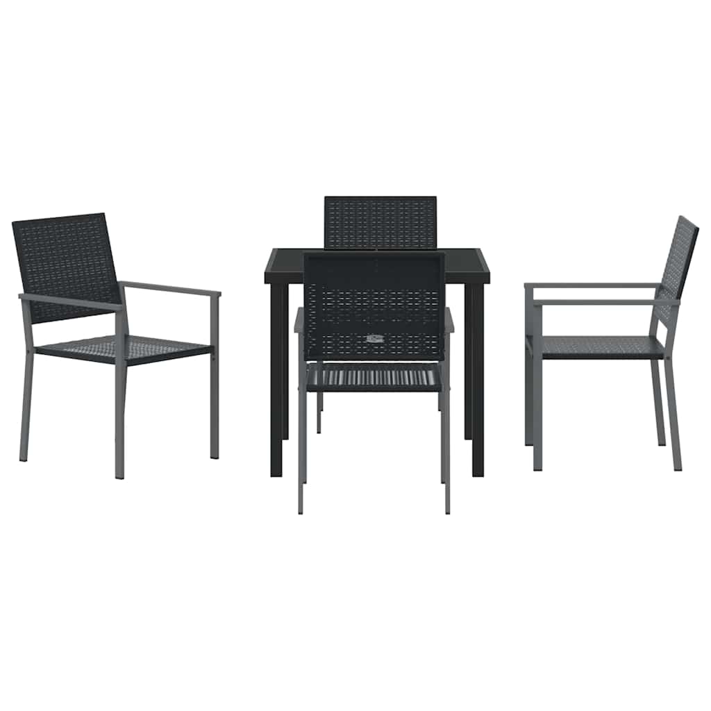 vidaXL Zestaw do jadalni w ogrodzie 5 szt. Czarny Rattan PE