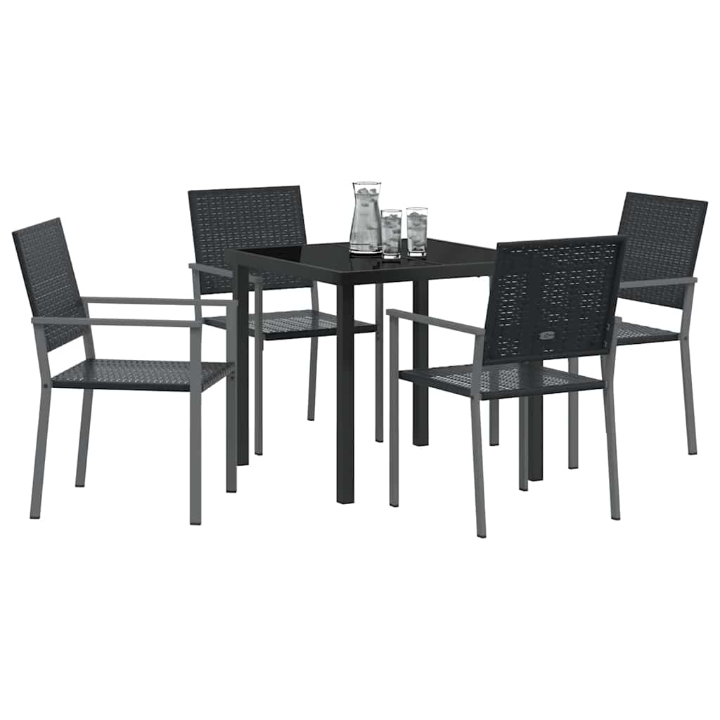 vidaXL Zestaw do jadalni w ogrodzie 5 szt. Czarny Rattan PE
