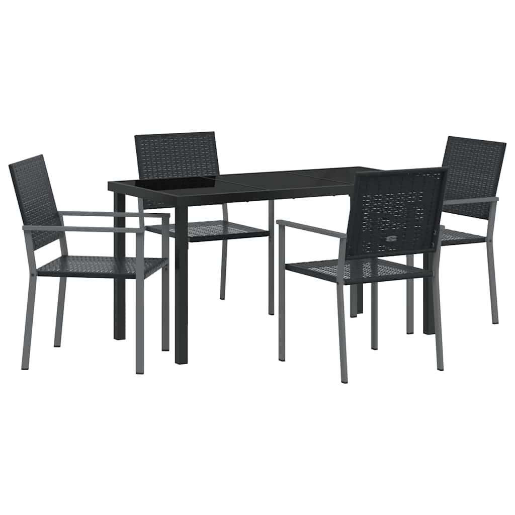 vidaXL Zestaw do jadalni w ogrodzie 5 szt. Czarny Rattan PE