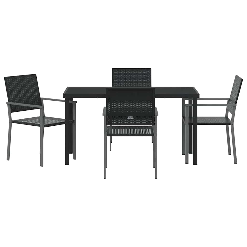 vidaXL Zestaw do jadalni w ogrodzie 5 szt. Czarny Rattan PE