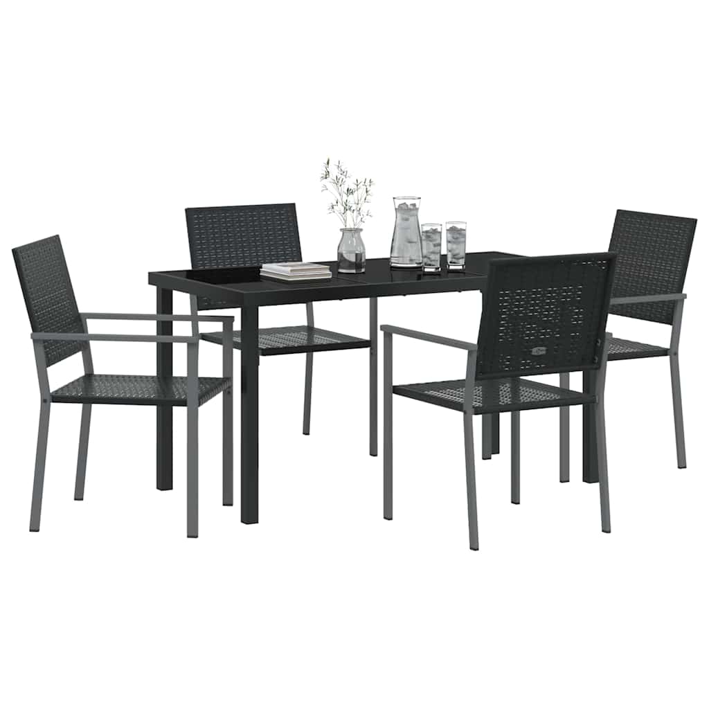 vidaXL Zestaw do jadalni w ogrodzie 5 szt. Czarny Rattan PE