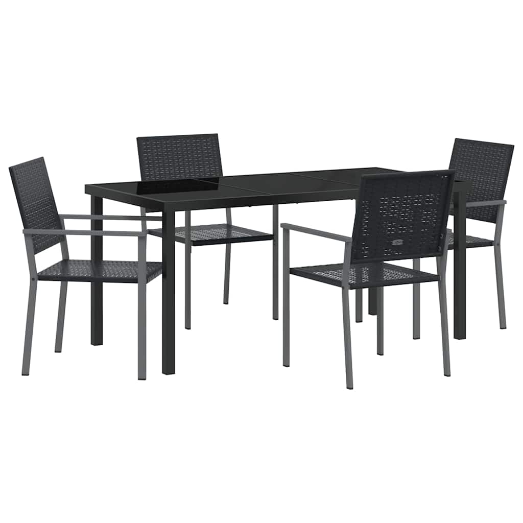 vidaXL Zestaw do jadalni w ogrodzie 5 szt. Czarny Rattan PE
