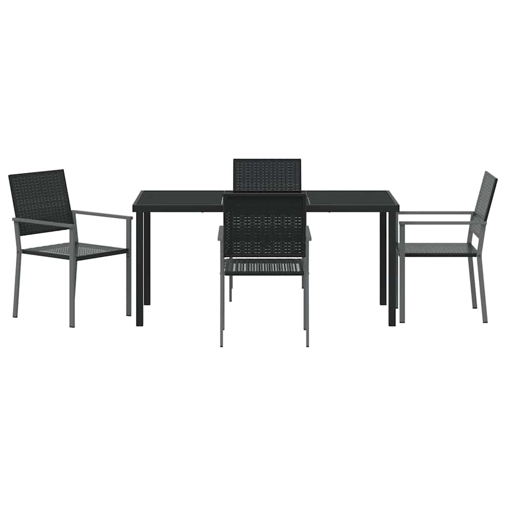 vidaXL Zestaw do jadalni w ogrodzie 5 szt. Czarny Rattan PE