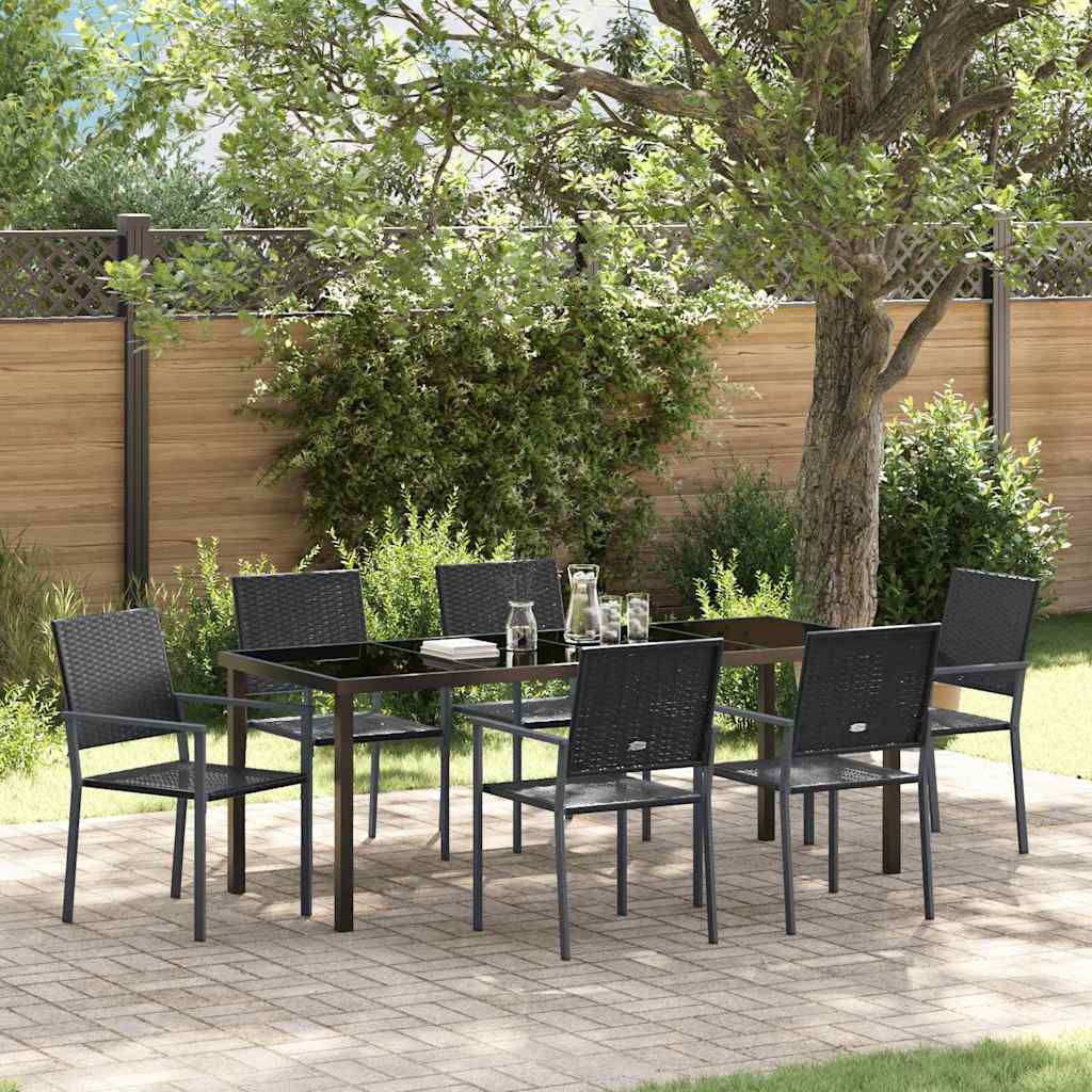 vidaXL Zestaw do jadalni w ogrodzie 7 pcs Czarny Rattan PE
