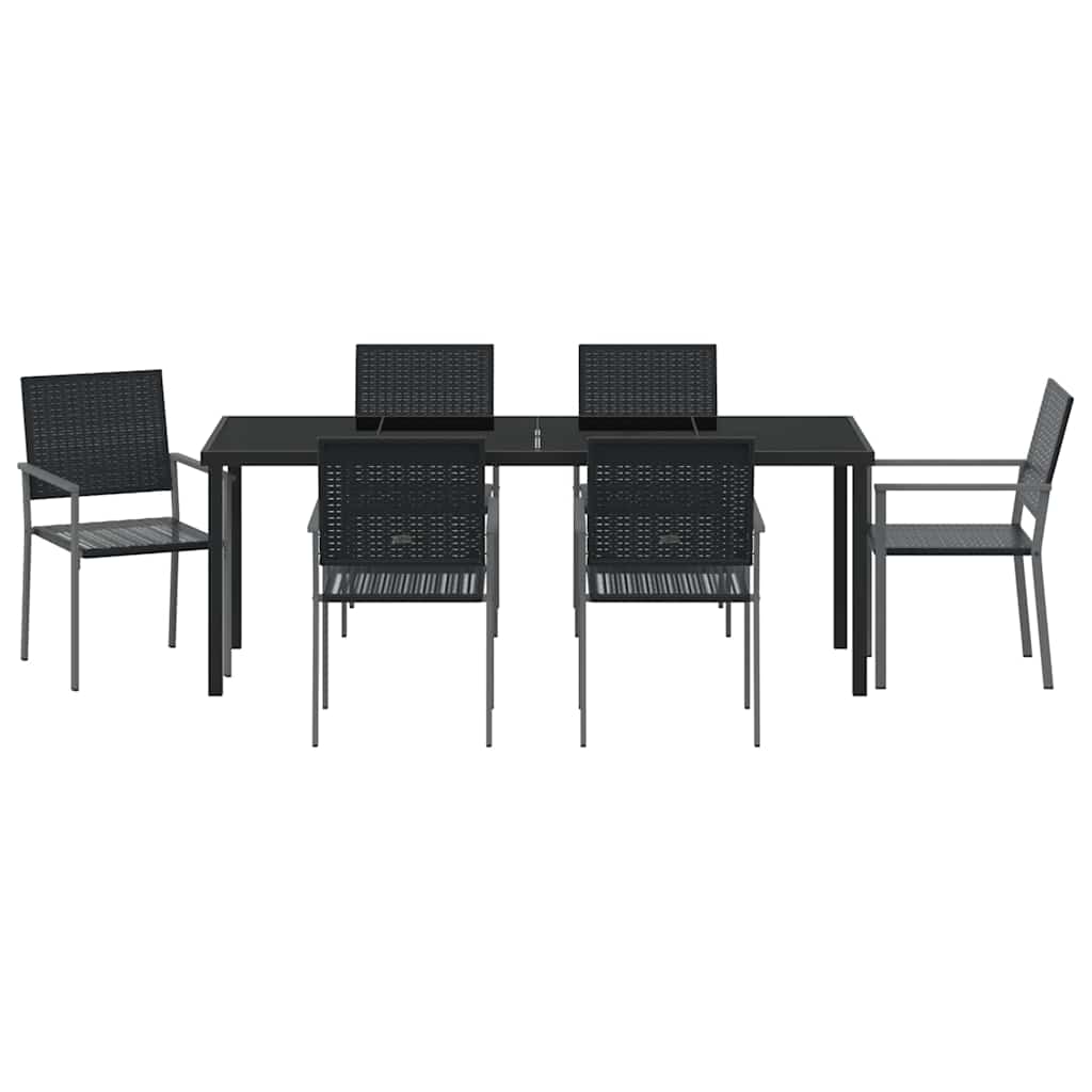 vidaXL Zestaw do jadalni w ogrodzie 7 pcs Czarny Rattan PE