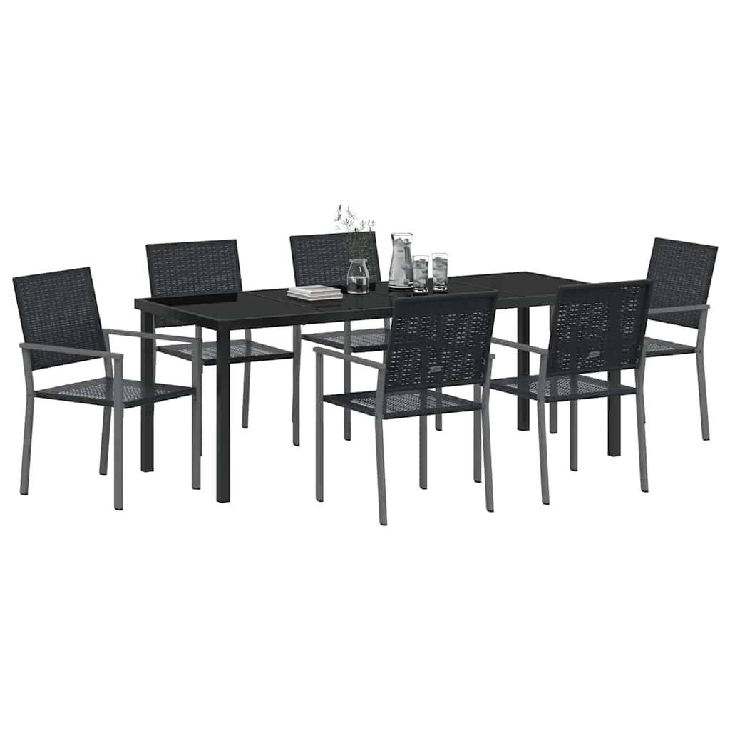 vidaXL Zestaw do jadalni w ogrodzie 7 pcs Czarny Rattan PE