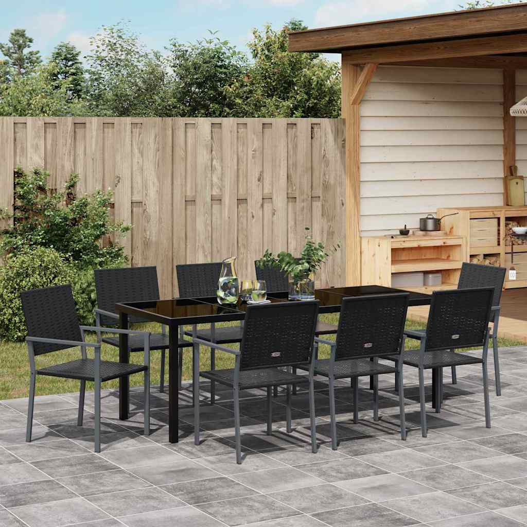 vidaXL Zestaw do jadalni w ogrodzie 9 pcs Czarny Rattan PE