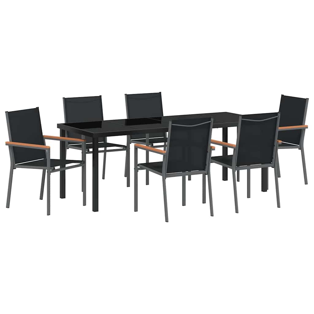 vidaXL Zestaw do jadalni w ogrodzie 7 pcs Czarny