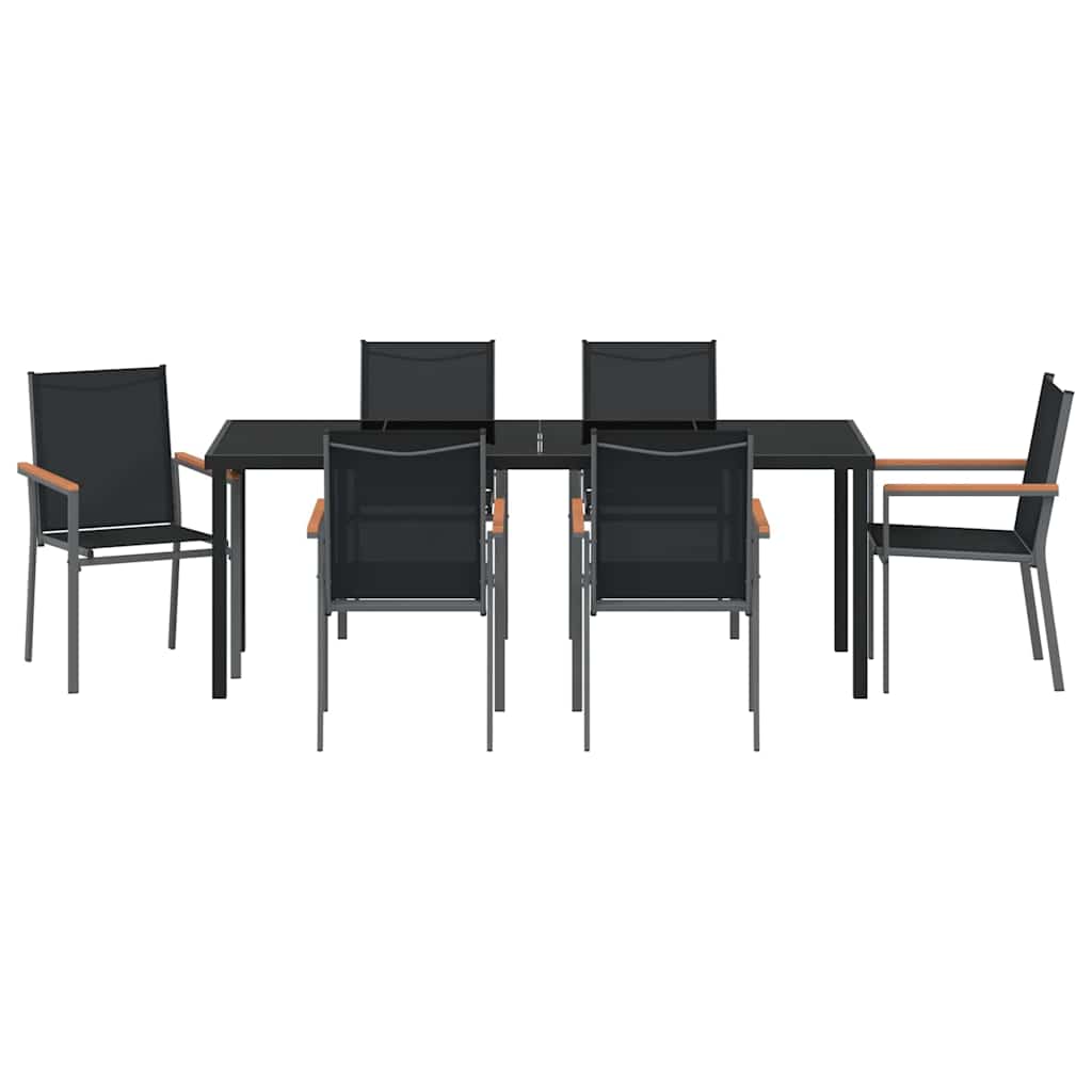 vidaXL Zestaw do jadalni w ogrodzie 7 pcs Czarny