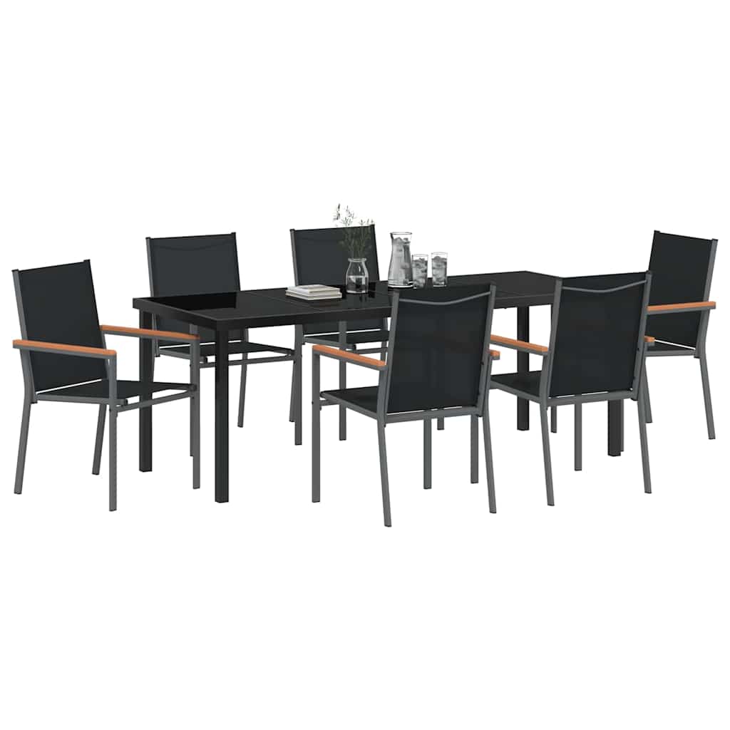 vidaXL Zestaw do jadalni w ogrodzie 7 pcs Czarny