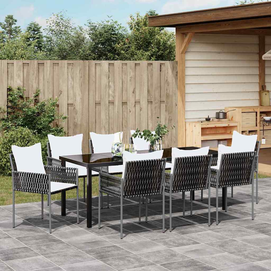 vidaXL Zestaw do jadalni w ogrodzie 9 pcs Brązowy i czarny Rattan PE