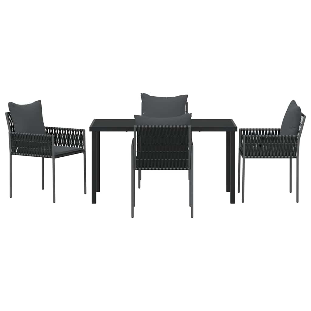vidaXL Zestaw do jadalni w ogrodzie 5 szt. Czarny i szary Rattan PE