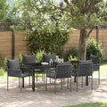 vidaXL Zestaw do jadalni w ogrodzie 7 pcs Czarny i szary Rattan PE