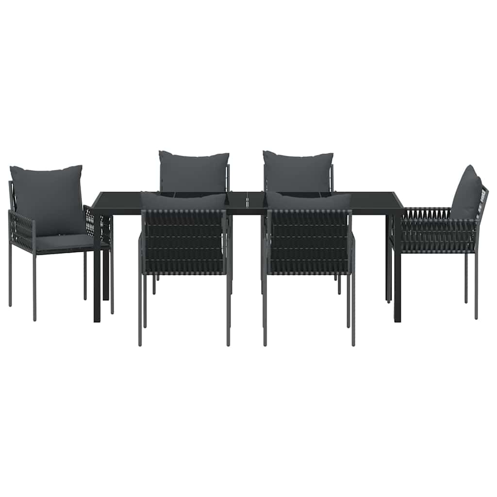 vidaXL Zestaw do jadalni w ogrodzie 7 pcs Czarny i szary Rattan PE