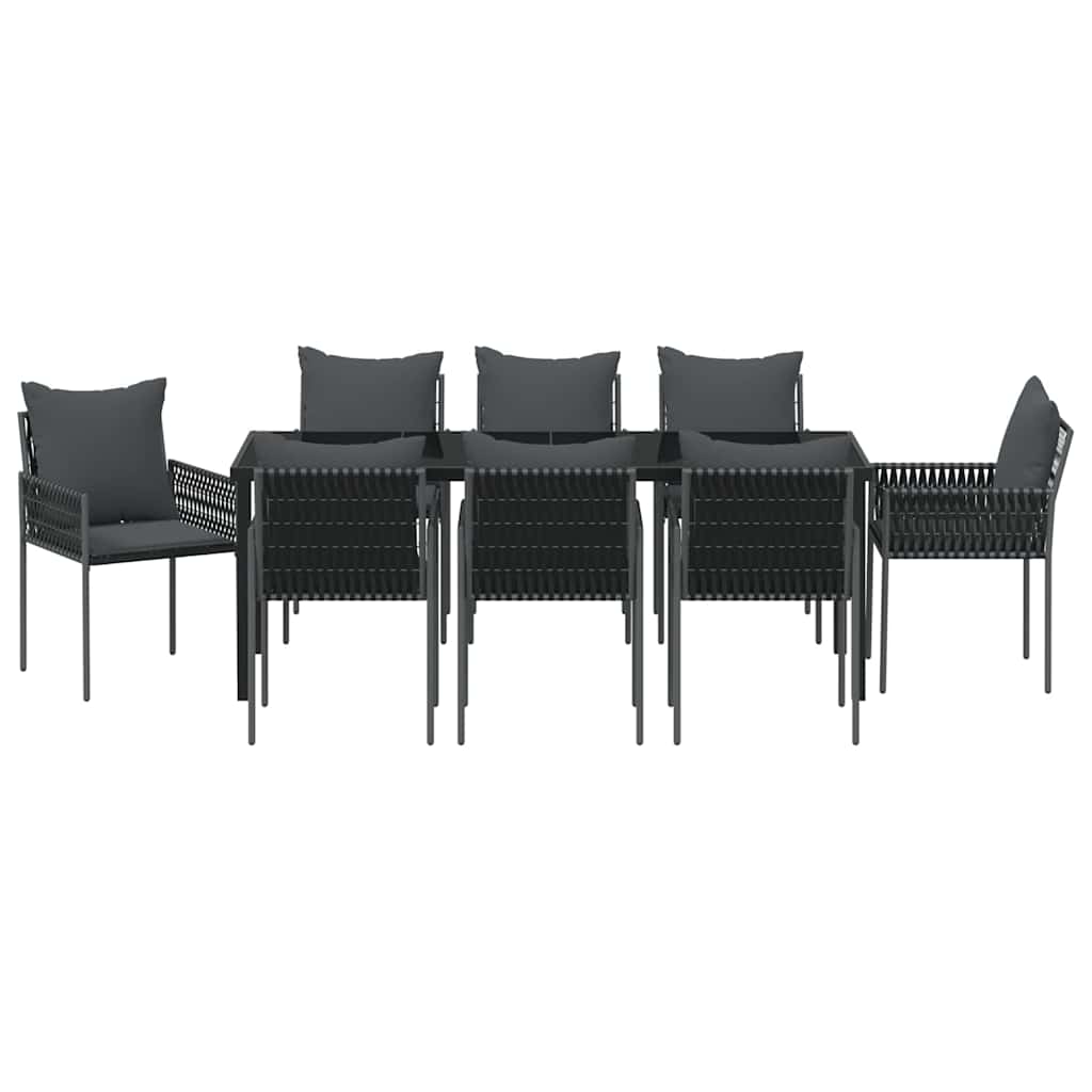 vidaXL Zestaw do jadalni w ogrodzie 9 pcs Czarny i szary Rattan PE