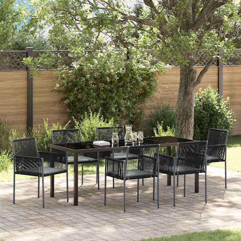 vidaXL Zestaw do jadalni w ogrodzie 7 pcs Czarny Rattan PE
