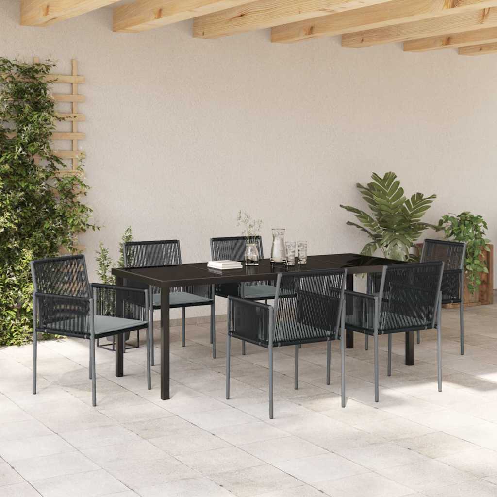 vidaXL Zestaw do jadalni w ogrodzie 7 pcs Czarny Rattan PE