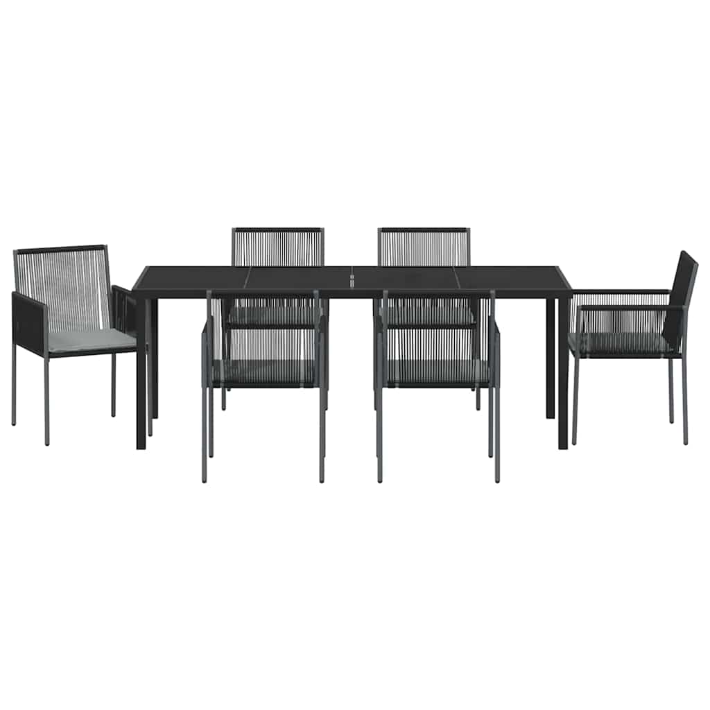 vidaXL Zestaw do jadalni w ogrodzie 7 pcs Czarny Rattan PE