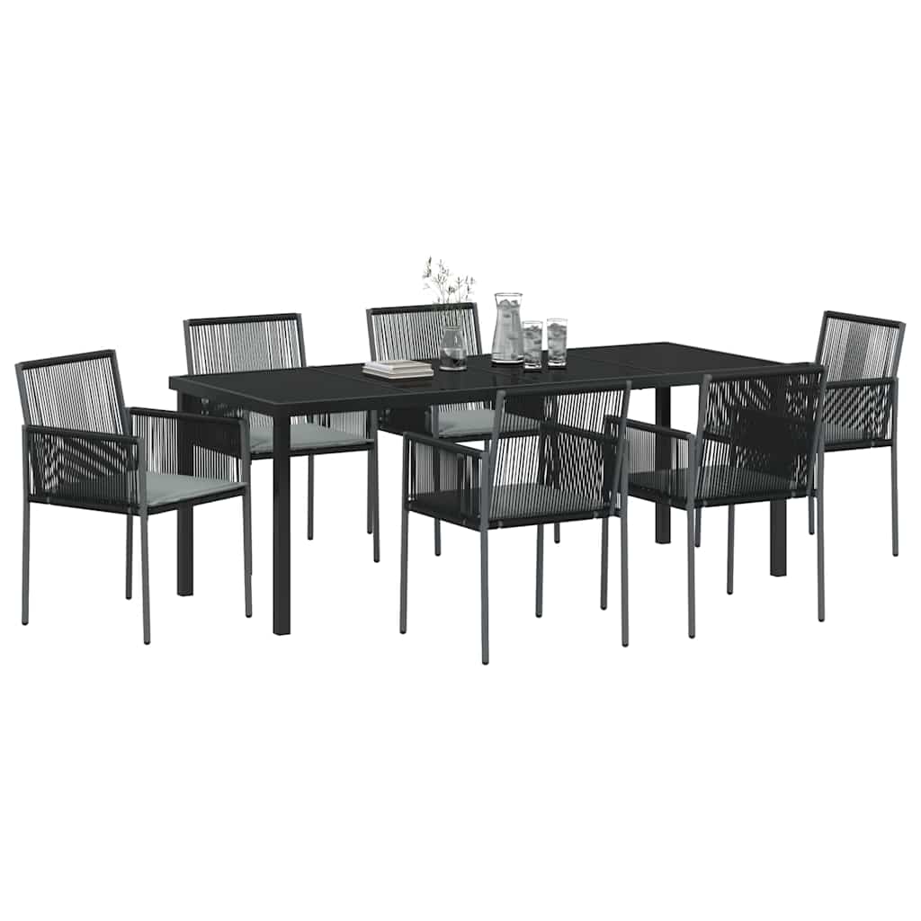 vidaXL Zestaw do jadalni w ogrodzie 7 pcs Czarny Rattan PE