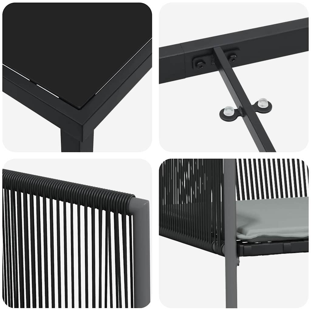 vidaXL Zestaw do jadalni w ogrodzie 9 pcs Czarny Rattan PE