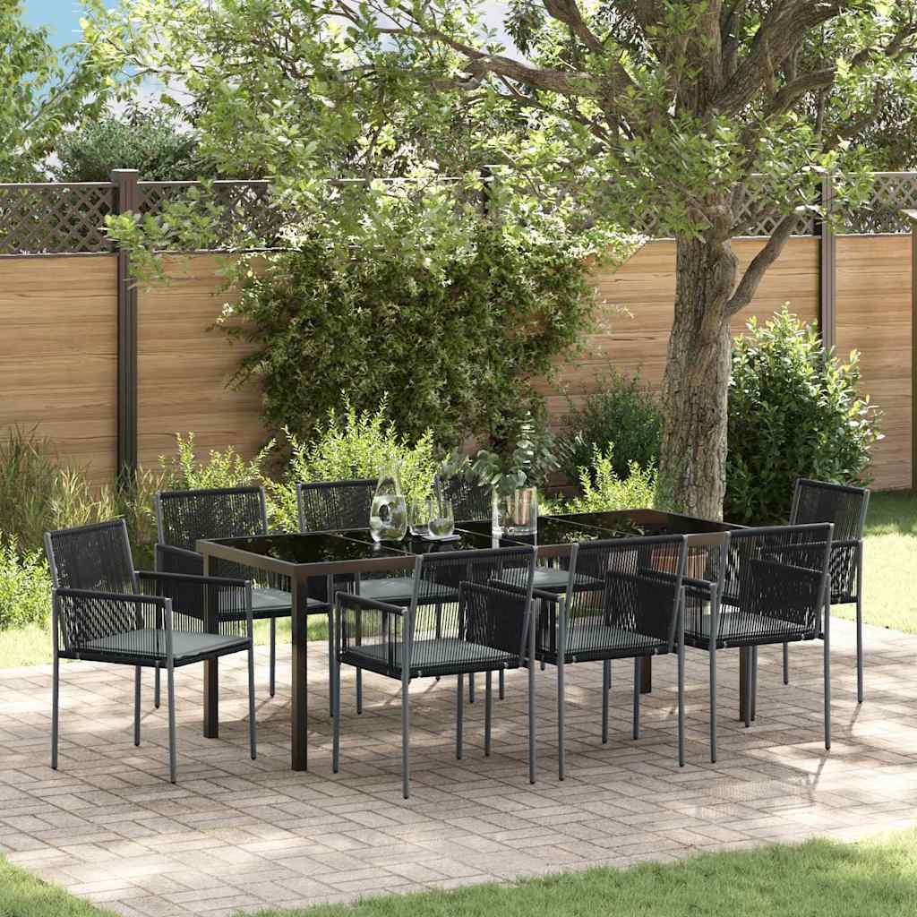 vidaXL Zestaw do jadalni w ogrodzie 9 pcs Czarny Rattan PE