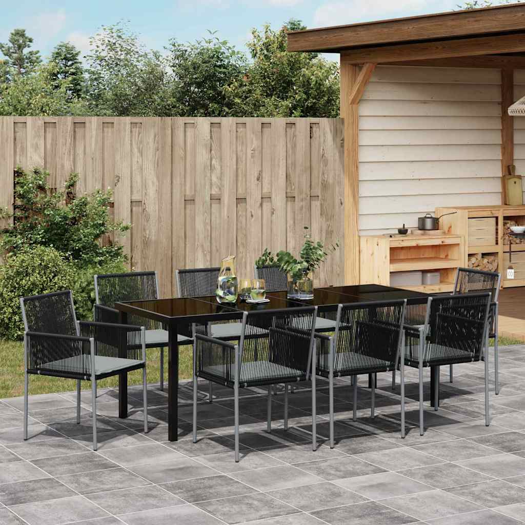 vidaXL Zestaw do jadalni w ogrodzie 9 pcs Czarny Rattan PE