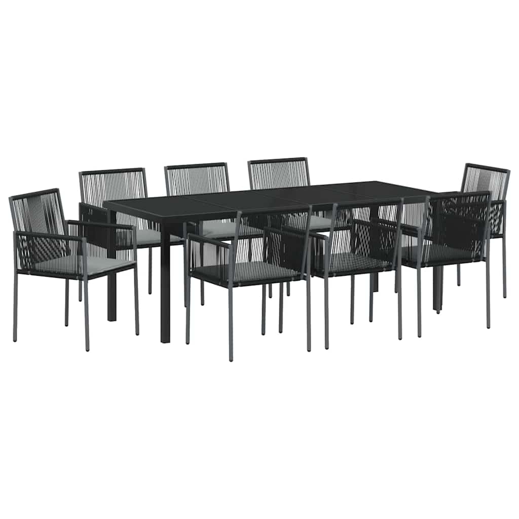 vidaXL Zestaw do jadalni w ogrodzie 9 pcs Czarny Rattan PE