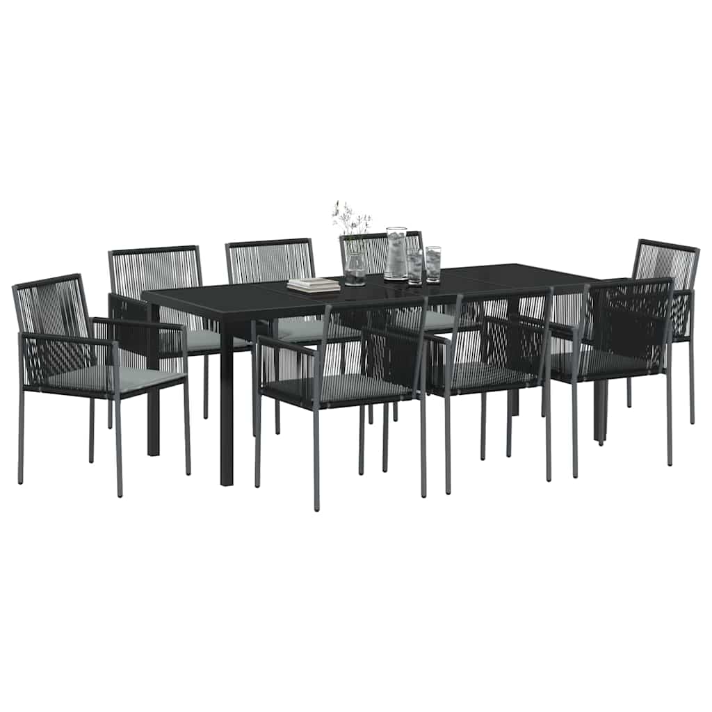 vidaXL Zestaw do jadalni w ogrodzie 9 pcs Czarny Rattan PE