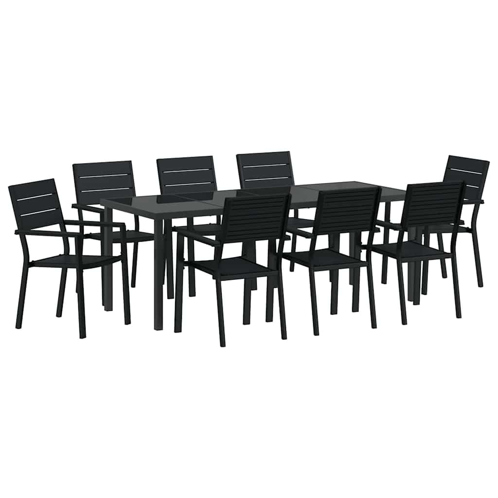 vidaXL Zestaw do jadalni w ogrodzie 9 pcs Czarny