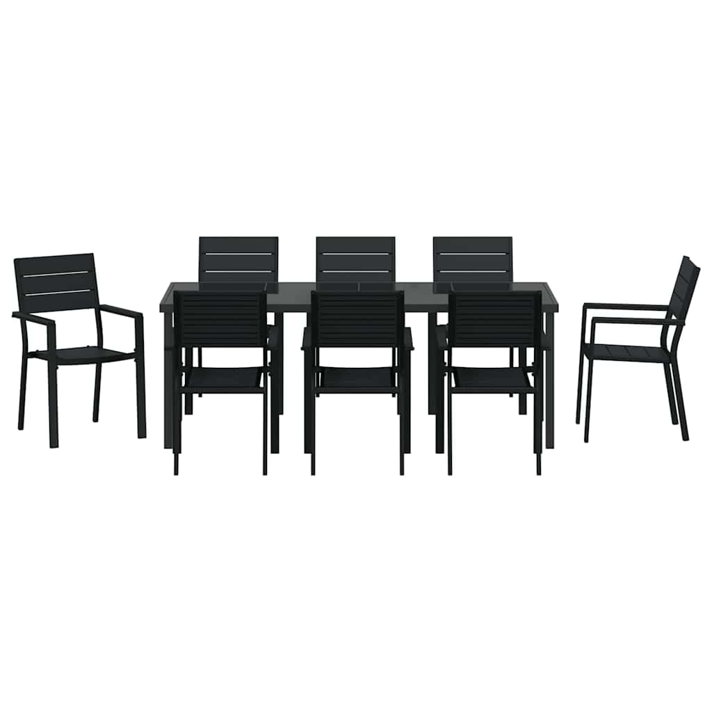 vidaXL Zestaw do jadalni w ogrodzie 9 pcs Czarny