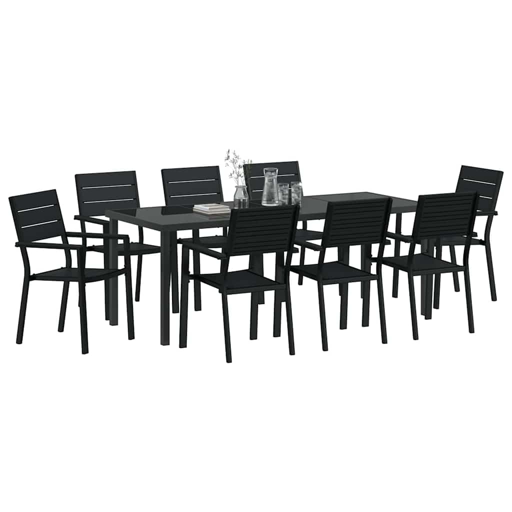 vidaXL Zestaw do jadalni w ogrodzie 9 pcs Czarny