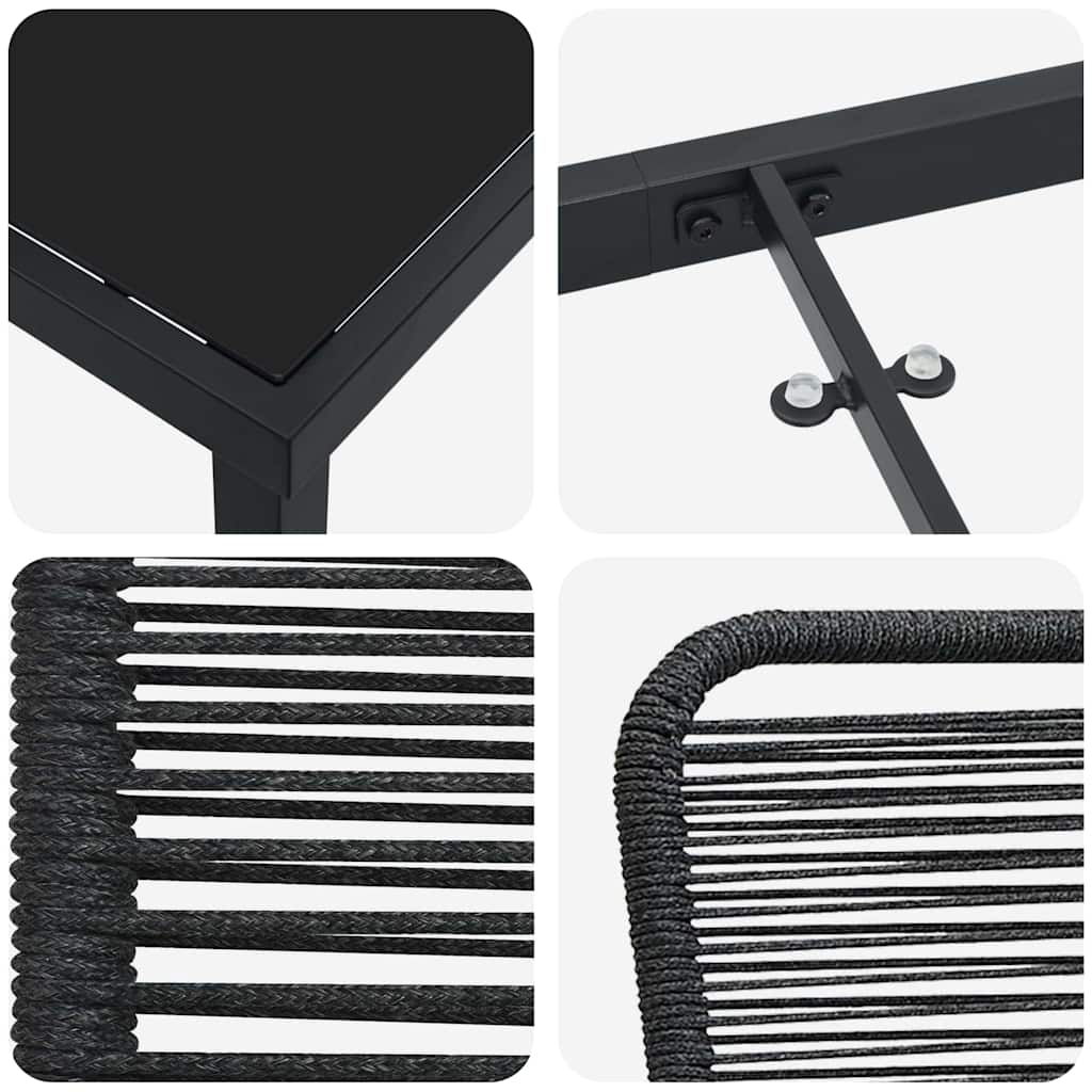 vidaXL Zestaw do jadalni w ogrodzie 7 szt. Czarny