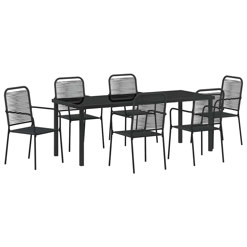 vidaXL Zestaw do jadalni w ogrodzie 7 pcs Czarny