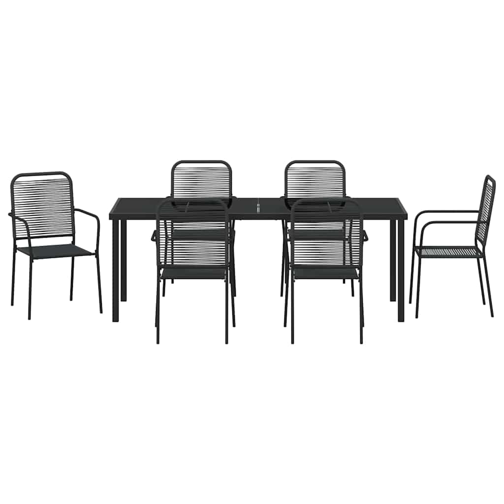 vidaXL Zestaw do jadalni w ogrodzie 7 pcs Czarny